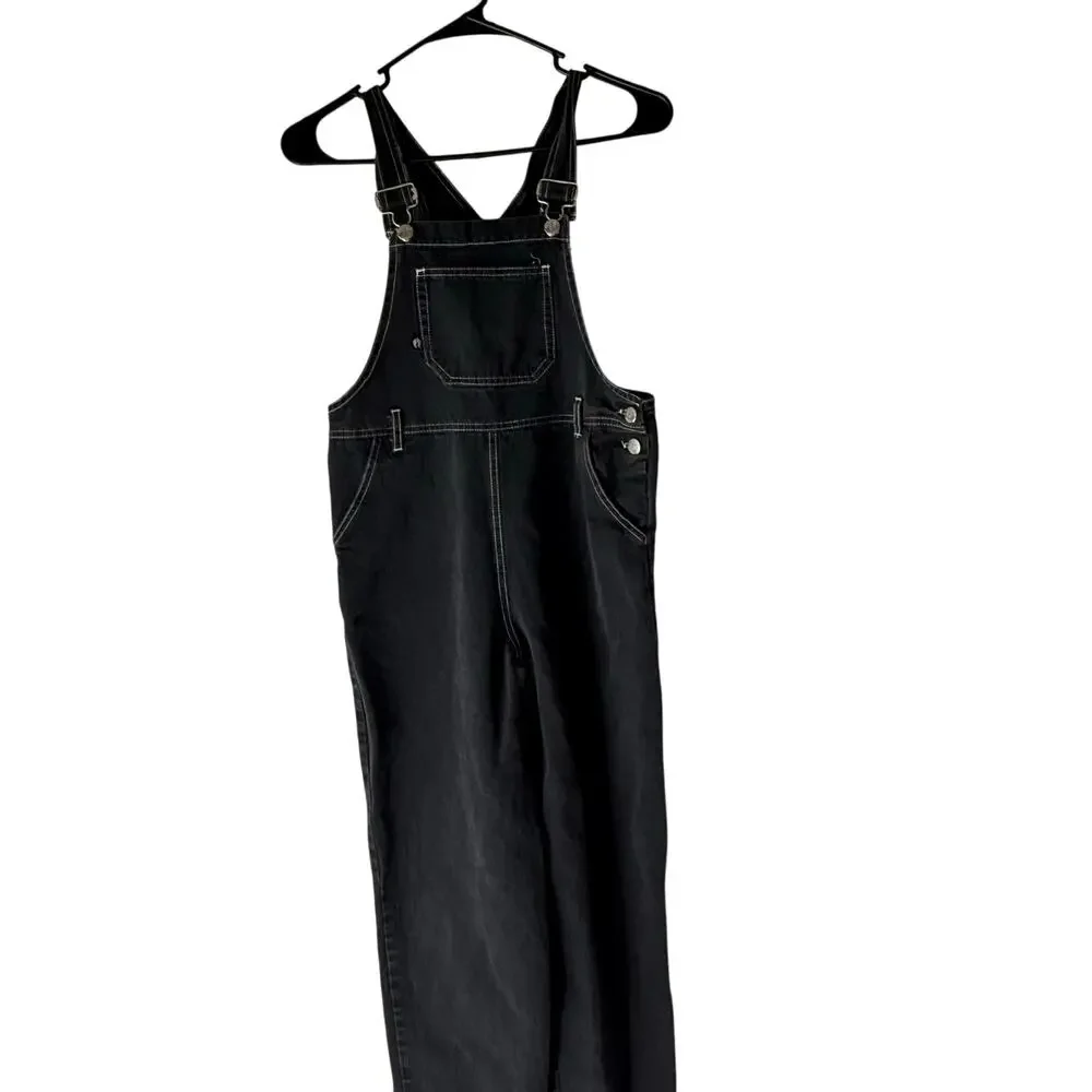 Hang Ten Girl's Size Large Black Cotton USA Denim Coveralls Overalls